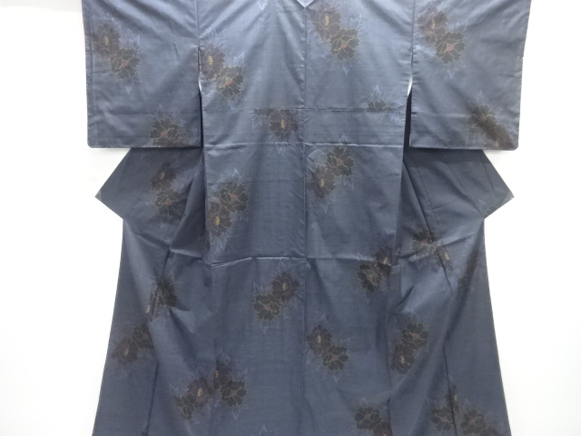 JAPANESE KIMONO / DORO OSHIMA TSUMUGI / UNUSED / WOVEN PEONY / 5MARUKI